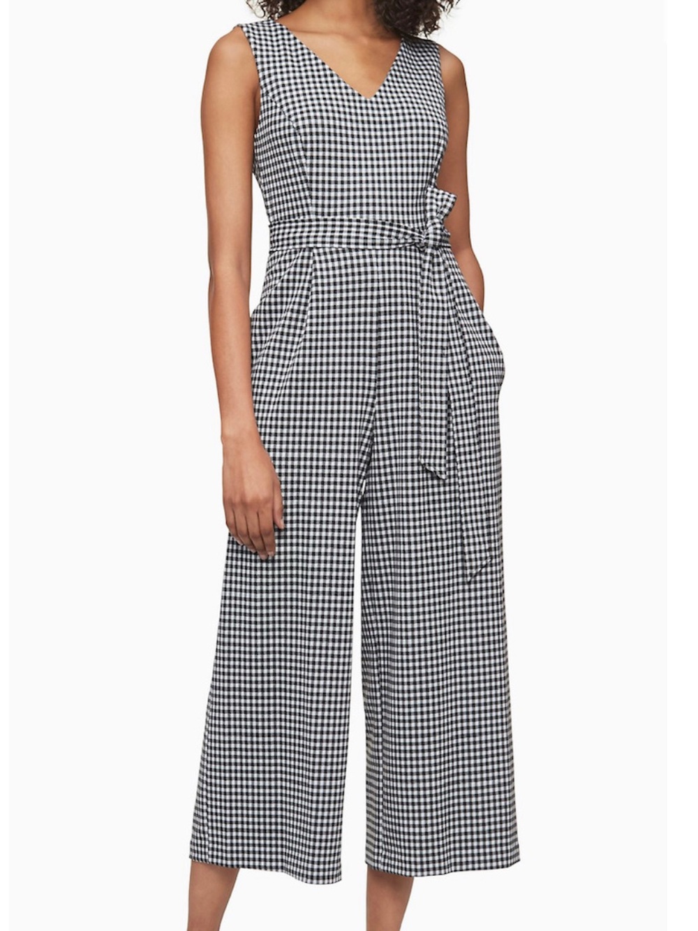 Calvin Klein Black and White Romper Houndstooth Jumpsuit One Piece Crop